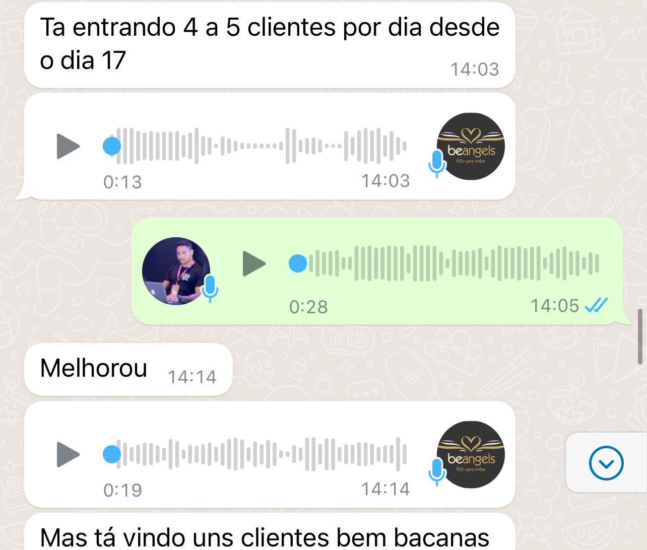 Cliente relatando 4 a 5 clientes por dia via WhatsApp